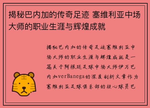 揭秘巴内加的传奇足迹 塞维利亚中场大师的职业生涯与辉煌成就